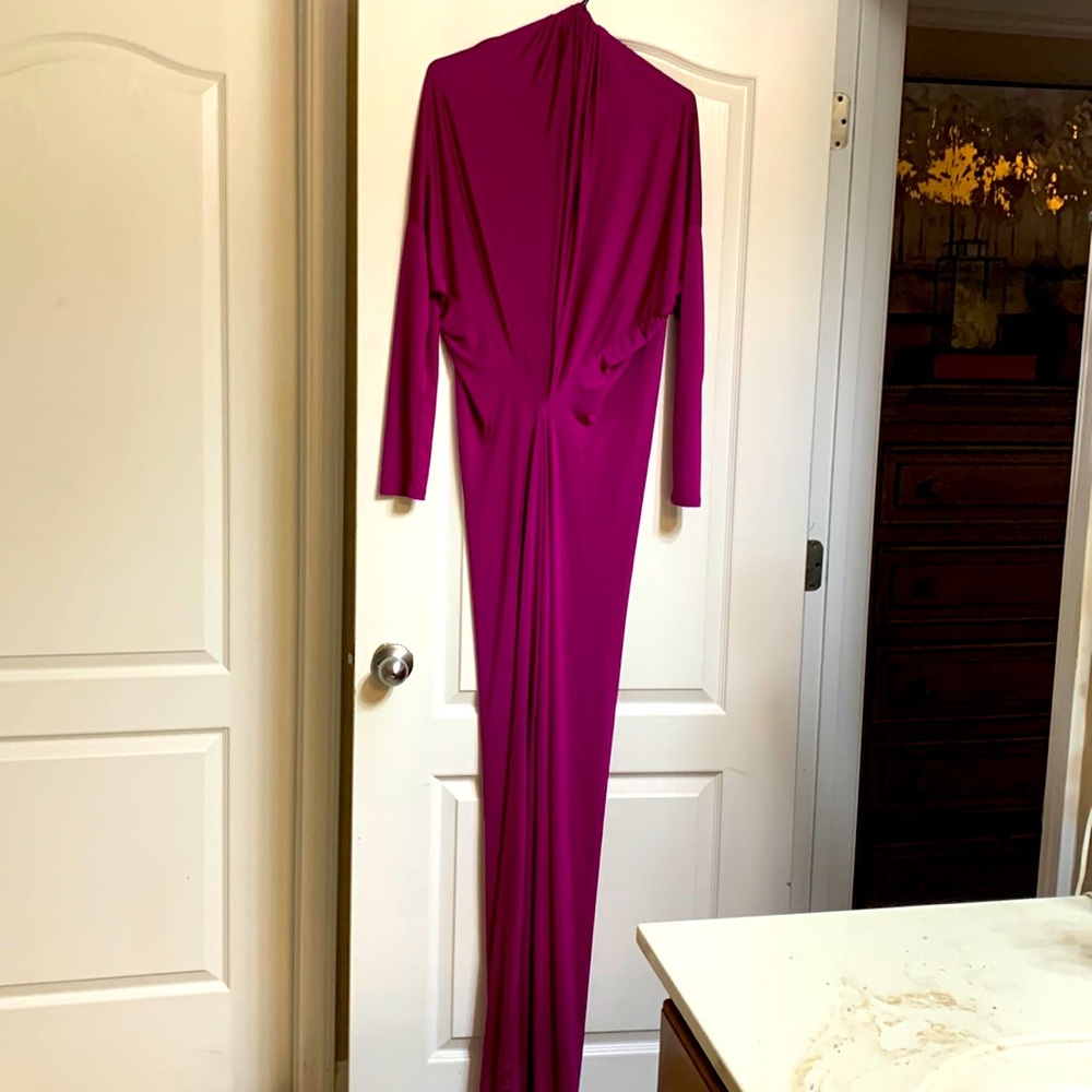 Size Large sexy Low cut V maxi dress in Magenta